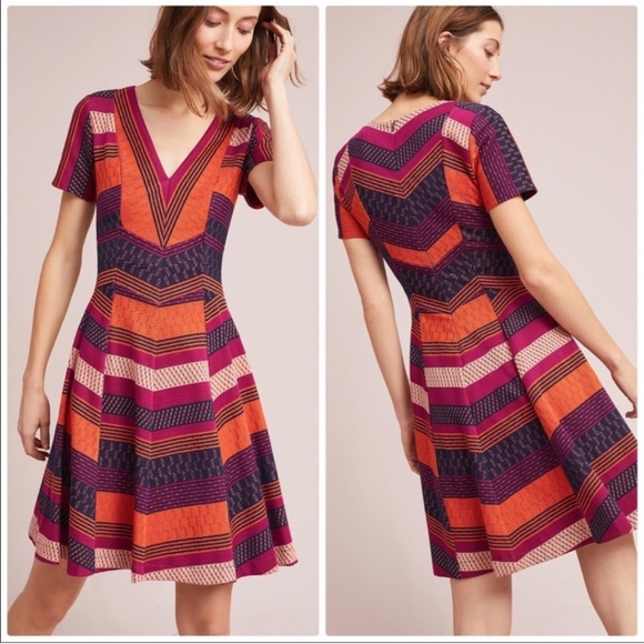 HD in Paris Purple and Orange Fit and Flare Mini Dress - Picture 1 of 6